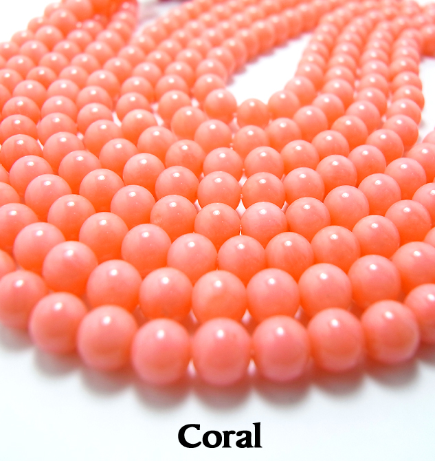 コーラル（珊瑚・サンゴビーズ）（染・ピンク）/プレーンラウンド 5.0～5.5mm（40cm）（10本）