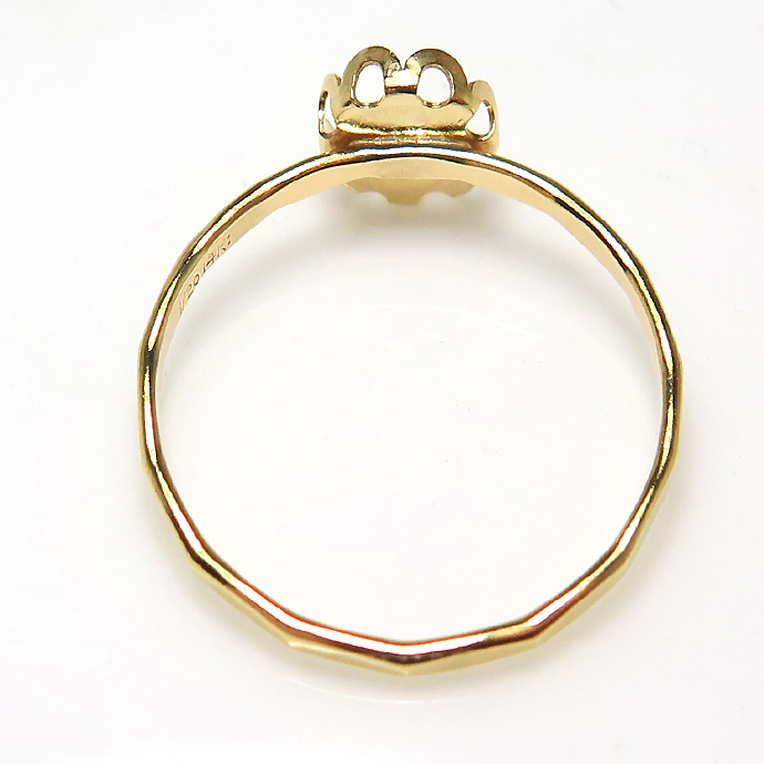 14kgf 指輪 ハンマード リング フラワー 花形 カボション ラウンド5mm ゴールドフィルド （サイズ目安：9号） 1個