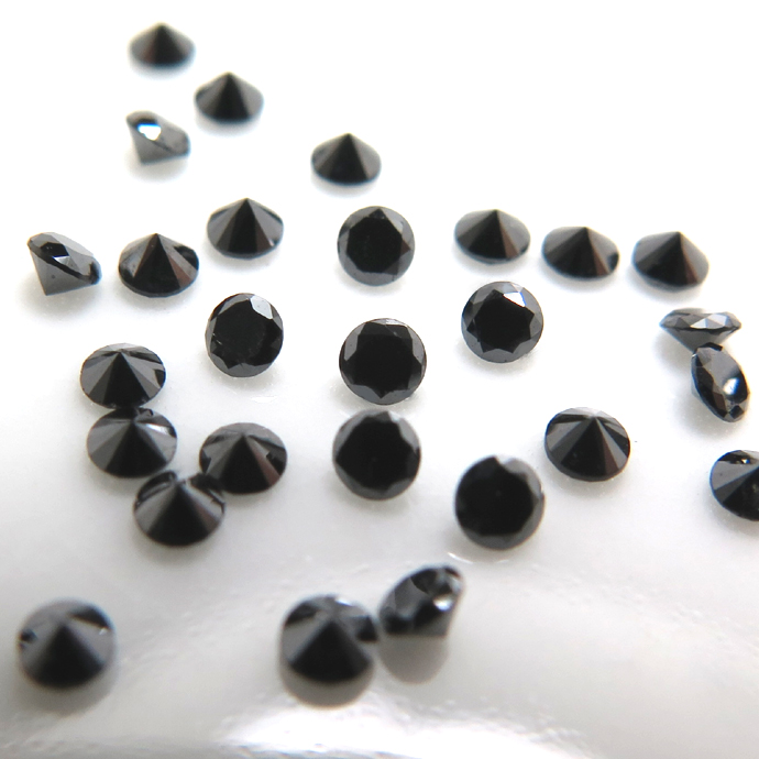 天然石ルース（裸石）・ブラックダイヤモンド（アフリカ産・非加熱）/ラウンド【2.4mm】ダイヤモンドカット（5個）