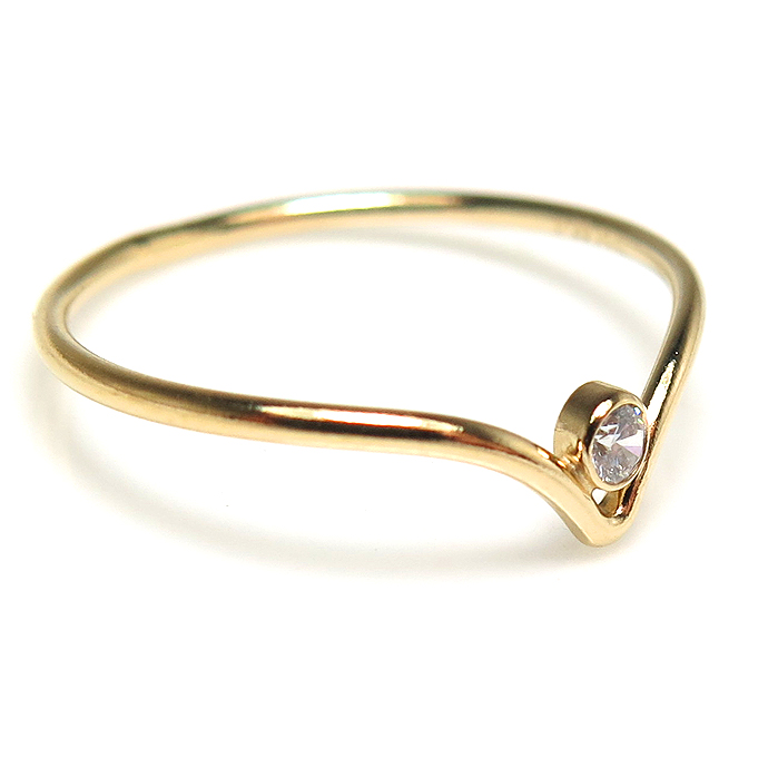 人工ダイヤモンド類似石・合成モアッサナイト リング（指輪） 2mm AAA（ラウンド・ベゼル）14KGF ゴールドフィルド