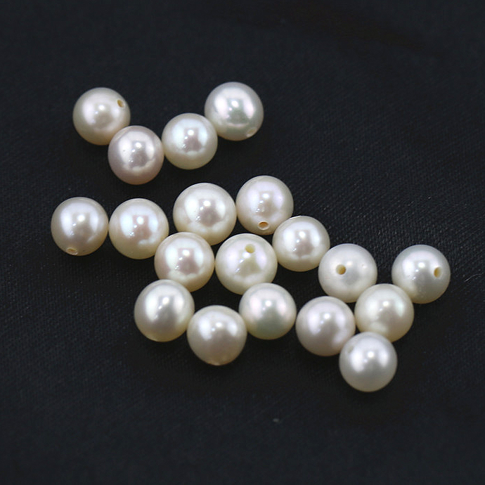 淡水パール真珠（ホワイト系）/片穴パール（ラウンド5～5.5mm）（3個）