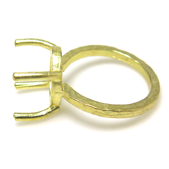 指輪 空枠 リング （ラフストーン・タンブル～カボション 9×10mm） サイズ目安11号 真鍮ブラス・ゴールドカラー（4個）