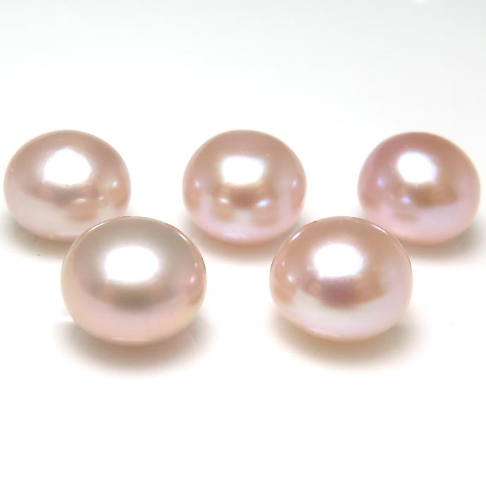淡水パール真珠（ピンク～ペールパープル系）/片穴パール（ボタン8～8.5mm）（250個）