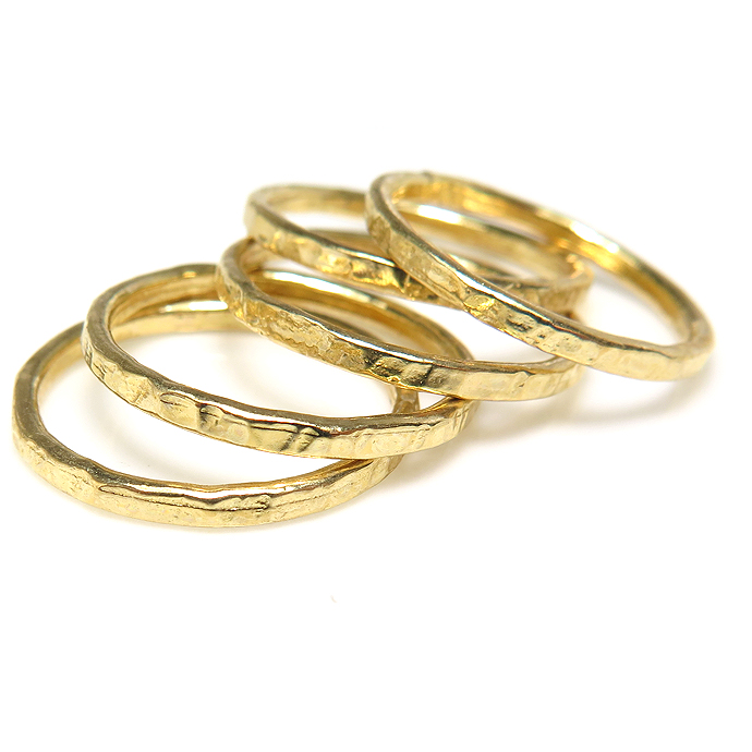 スタッキングリング ハンマード 指輪 真鍮ブラス・ゴールドカラー（100個）